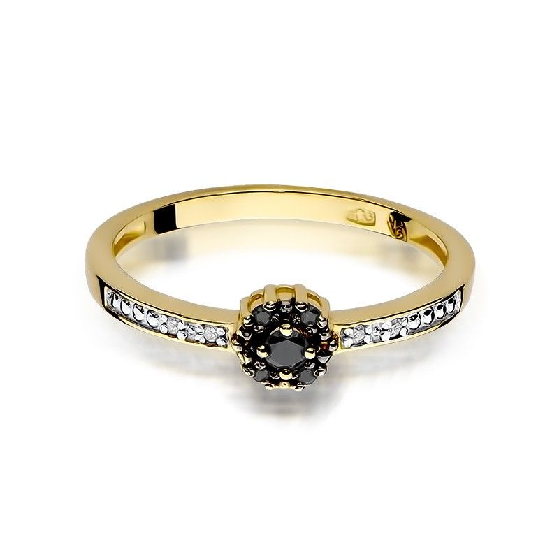 Złoty pierścionek z czarnym brylantem